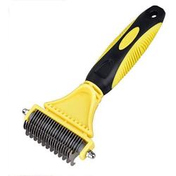 ARELLA Dog Dematting Tool 2 Sided Undercoat Rake for Dogs & Cats with Long Curly Silky Coats Gently Removing Mats Knots Tangles PDC01Y