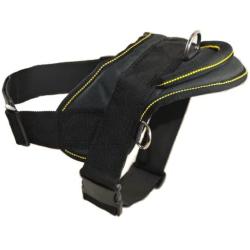 Dean and Tyler DT Dog Harness, Black with Yellow Trim