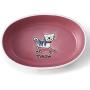 PetRageous 11023 Silly Kitty Oval Dishwasher Safe Stoneware Cat Bowl 6.5-Inch Long 4-Inch Wide 2-Inch Tall 2-Cups Capacity for Cats of All Sizes With Silly Kitty Logo In the Basin, White and Pink