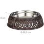 Relaxdays, Stainless Steel 1 L, Brown Antique Food Bowl for Dogs/Nostalgic/Heavy/Cast Iron Feeder Stand, 8 x 26.5 cm