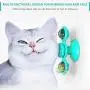 Apofly 1PC Windmill Cat Toy with LED Ball Suction Cup Portable Turntable Interaction Toy Scratch Hair Brush for Cats Kitty (Blue)