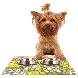 KESS InHouse Miranda MOL Sandy Signs Feeding Mat for Pet Bowl, 18 by 13-Inch