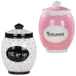 Pet Studio Aqua/Prince Polka Dot Ceramic Treat Jar