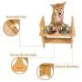 Qucey Pet Raised Bowls for Dogs and Cats, Bamboo Elevated Dog Feeder Stand 3 Heights Adjustable with 2 Stainless Steel Food Bowl