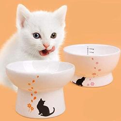 gutongyuan Cat Water Bowl, Cat Bowls Elevated, Ceramic Pet Bowl for Protect Pets Spine, Stress Free, Dishwasher Safe