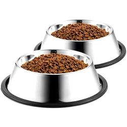 WEDAWN Stainless Steel Dog Bowls,Cat Bowl Water and Food with Rubber Base,Puppy Dishes 8oz 16oz 26oz 30oz for Small/ Medium/ Large Dogs, Cats, Rabbit and Kitten (Set of 2)