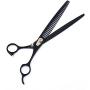 7/9 inch Professional Japanese 440C Dog Chunker Shears Pet Grooming Thinning Scissors with Adjustment Screw (B-9 inch-Black Chunker)