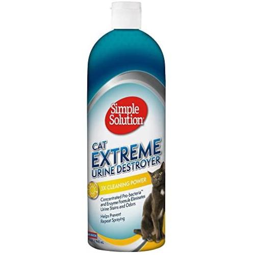 Simple Solution Cat Urine Destroyer | Cat Stain and Odor Remover | Breaks Down Cat Urine to Neutralize Stain and Odor | Prevents Repeat Marking | 32 Ounces