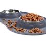 Vivaglory Dog Bowls Set with Double Stainless Steel Feeder Bowls and Wider Non Skid Spill Proof Silicone Mat for Cats Puppies Dogs