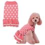 CheeseandU Small Dog Sweater Warm Cute Heart Dog Sweater Dress Pet Beautiful Princess Style Sweater Dress Red Female Girl Dog Puppy Cat Soft Knitwear Pullover Pet Valentines Day Clothes Apparel Pink