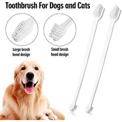 JOCHA 50 Piece Cat Dog Pet Toothbrush Set Double Headed Convenient Dental Hygiene Finger Brushes for Easy Safe Dog Cat Dental Care Teeth Clean (White)