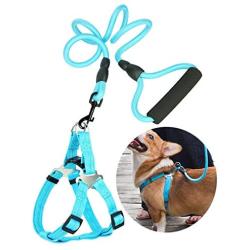 Hamour Dog Leash Set Adjustable Vest Harness with Padded Handle for Small Medium Large Dog Walking Running Training