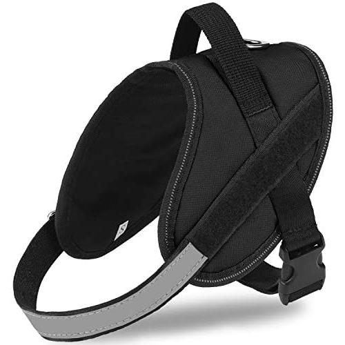 Timormode Dog Harness for Small Medium Large Dogs No Pull No Choke,Reflective Adjustable Straps,Pet Puppy Vest with Handle Leash Set ,Outdoor Training Walking for Service Dog 02 Black XL