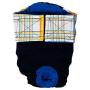 Barkertime Premium Wateproof Dog Diaper - Made in USA - Blue Yellow Plaid on Black Waterproof Premium Dog Diaper, S, with Tail Hole for Incontinence, Male Marking, Females in Heat