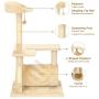 NA Premium Cat Tower Large Size Cat Tree for Activity with Tunnel 3 Tier Platform with Scratching Post and Toy Ball,Tan