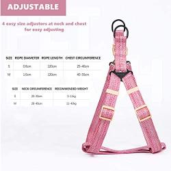 YIMUMU Dog Harness Leash Set for Small Puppy & Medium Breed Dogs No-Pull Adjustable Halter Harnesses for Pet Cats, Heavy Duty Neck Chest Strap Perfect Accessories for Walking Trainin Dogs, Pink