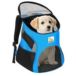 Guay Pet Carrier Backpack for Dogs and Cats- Soft Sided Ventilated Mesh with Bed Liner - Safe Hiking Walking Travel Bag for Small Pets Kitten Puppy Up to 12 lbs