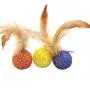 JpGdn 10Pcs Cat Toys Ball with Feather Kitten Balls with Bells Colorful Interactive Play Toy