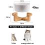 Popuava Ceramic Raised Cat Bowl, 20 Ouncus Cat Food Bowls or Water Bowls Without Lead and Chrome, Pet Bowl with Bamboo Wooden Frame not Easily Overturned, Gifts for Cats and Puppy Pink