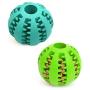 Dog Ball Toys for Pet Tooth Cleaning/Chewing/Playing, Iq Treat Ball Food Dispensing Toys of 2 Pcs Non-Toxic Soft Rubber Ball (Light Blue&Green)