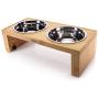 Prosumers Choice Bamboo Adjustable Height Dog Bowls and Stand - 4.7 to 7.7 Inches Tall