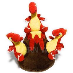 MODERN WAVE - Squeaky Plush Dog Toy Volcano and Dragons - Interactive Hide and Seek Squirrel Type Puzzle Toy for Dogs, Small Size (Volcano and Dragons)