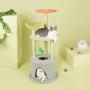Furrytail Flower Cat Tree Condo with Scratching Post, Plush Perches and Teasing Toy, 44-Inch Cat Tower Kitten Play Platform House Furniture
