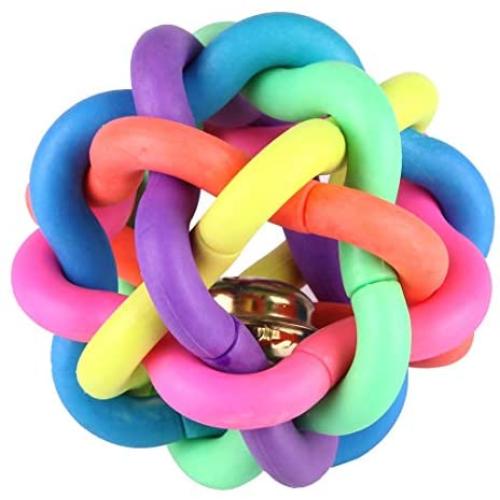 Yhytbhsh Fun Colorful Weave Style Bell Ball Pet Toy, Size: M (7.57.57.5cm) FFIIKIF