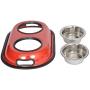 Iconic Pet 4-Cup Color Splash Stainless Steel Double Diner for Dog/Cat