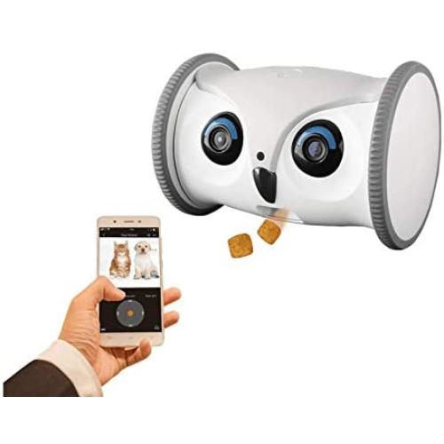 SKYMEE Owl Robot: Mobile Full HD Pet Camera with Treat Dispenser, Interactive Toy for Dogs and Cats, Remote Control via App (2.4G WiFi ONLY)