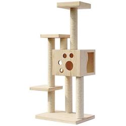 SAsagi Solid Wood Pine Cat Tree,Scratching Board Cat Furniture Tower House Cat Nest Toy Can Multi-Places for Play Sleep Grinding Claws