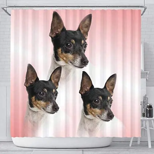 Paws With Attitude Toy Fox Terrier Print Shower Curtain Paws With Attitude Toy Fox Terrier Print Shower Curtain