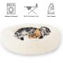 HAITRAL Fluffy Pet Bed- Dog Bed for Small Dogs with Round Donut Shape, Pet Calming Bed for Dogs Cats Rabbit, Warm& Cozy& Machine Washable-23.62 x 23.62 x 1.18 inches, Grey/Dark Grey/White