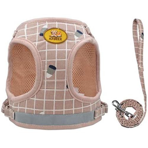 Anbeer Soft Mesh Dog Harness Puppy Adjustable Pet Vest with Walking Leash for Small Dog Breeds and Cats