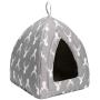 Hollypet Self-Warming 2 in 1 Foldable Comfortable Triangle Cat Bed Tent House, Gray Antlers