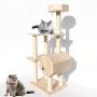 Wooden Cat Tree, Multi-Level Cat Tower, Kitten Activity Center with Sisal Scratching Posts, Spacious Condo and Dangling Ball, Modern Pet Furniture