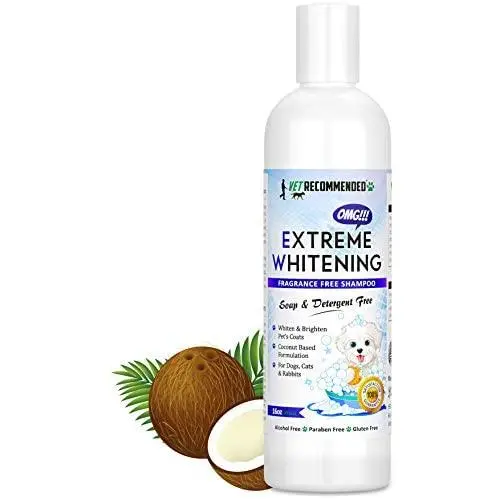 Vet Recommended OMG Extreme Dog Whitening Shampoo (16 Oz /473ml) - Coconut Based 100% Safe - Free from Soaps, Detergent, Bleach & Fragrance - Make Your Dogs Coat Clean, Silky and Smooth. Made in USA Vet Recommended OMG Extreme Dog Whitening Shampoo (16 Oz /473ml) - Coconut Based 100% Safe - Free from Soaps, Detergent, Bleach & Fragrance - Make Your Dogs Coat Clean, Silky and Smooth. Made in USA