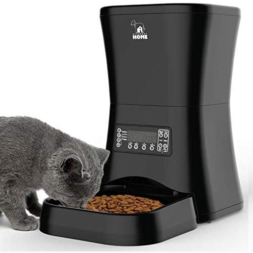 HICTOP Automatic Pet Feeder | Auto Pet Dog Timed Programmable Food Dispenser Feeder for Medium Small Pet Puppy Kitten - Portion Control Up to 4 Meals/Day 7L(Black)