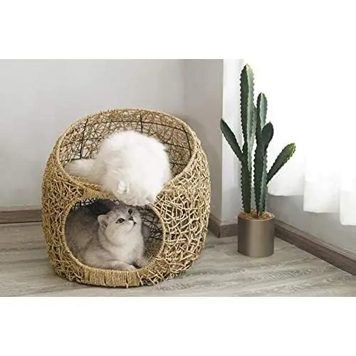 ZEZE KNIPSA Bird NEST Kitty Basket House(Seagrass Woven Basket/Cat House/Natural/Cat Cave/Cat Perch/Plant Basket/Cat Furniture) Gifts for Your Loving pet/Halloween/Thanksgiving/Christmas ZEZE KNIPSA Bird NEST Kitty Basket House(Seagrass Woven Basket/Cat House/Natural/Cat Cave/Cat Perch/Plant Basket/Cat Furniture) Gifts for Your Loving pet/Halloween/Thanksgiving/Christmas