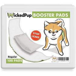 WICKEDPUP Dog Diaper Liners Booster Pads for Male and Female Dogs, 100ct | Disposable Doggie Diaper Inserts fit Most Reusable Pet Belly Bands, Cover Wraps, and Washable Period Heat Panties Pants