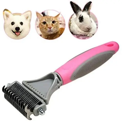 Pet Dematting Comb - 2 Sided Undercoat Rake for Cats & Dogs - Safe Grooming Tool for Easy Mats & Tangles Removing - Medium and Long Haired Cats Dogs Brush for Shedding Pet Dematting Comb - 2 Sided Undercoat Rake for Cats & Dogs - Safe Grooming Tool for Easy Mats & Tangles Removing - Medium and Long Haired Cats Dogs Brush for Shedding