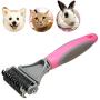 Pet Dematting Comb - 2 Sided Undercoat Rake for Cats & Dogs - Safe Grooming Tool for Easy Mats & Tangles Removing - Medium and Long Haired Cats Dogs Brush for Shedding