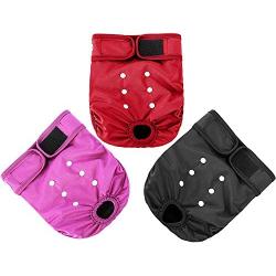 Washable Female Diapers (3pack) UniversalHappyShopper Highly Absorbent Premium Female Menstrual Dog Diapers - Size XXL - Red, Purple, Black