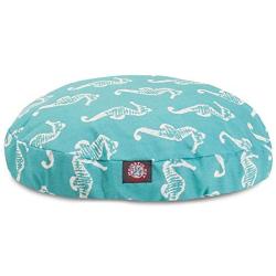 Teal Sea Horse Large Round Indoor Outdoor Pet Dog Bed With Removable Washable Cover By Majestic Pet Products