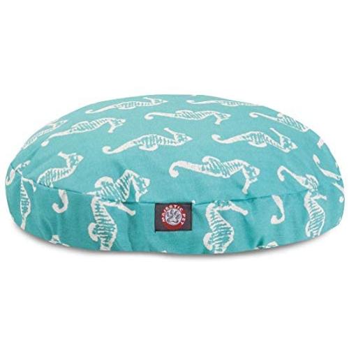 Teal Sea Horse Large Round Indoor Outdoor Pet Dog Bed With Removable Washable Cover By Majestic Pet Products