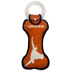 Pets First NCAA Texas Longhorns College Dental Tough Dog TUG Bone Toy with Built-in Squeaker Attached to a Safe Rubber Teething Toothbrush PET Toy