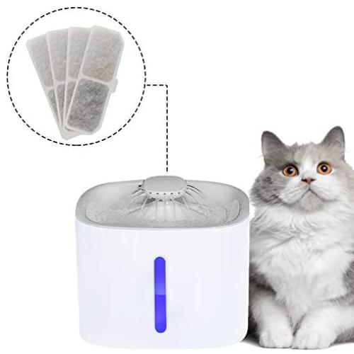 Cat Water Fountain, Automatic Pet Water Fountain Dispenser, 3L Large Tank with 4 Replacement Filters & 1 Silicone Mat, 24h Water Purification, Drink Well for Cats, Dogs, Multiple Pets