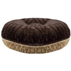 BESSIE AND BARNIE Signature Camel Rose/Godiva Brown Extra Plush Faux Fur Bagel Pet/Dog Bed (Multiple Sizes)