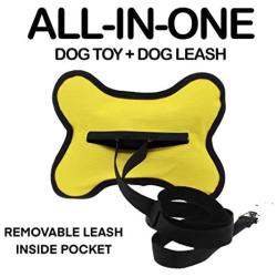 PetFrends Pocket Leash | Durable Pet Dog Leash and Nylon Yellow Squeaky Dog Toy | for Small Medium Large Dogs | All-in-One