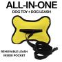 PetFrends Pocket Leash | Durable Pet Dog Leash and Nylon Yellow Squeaky Dog Toy | for Small Medium Large Dogs | All-in-One